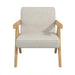 Chic Oak Wood Lounge Chair, Linen Upholstered Recliner for Modern Living Room