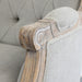 Luxurious French Carved Oak Armchair, Vintage Linen Tufted Accent Chair