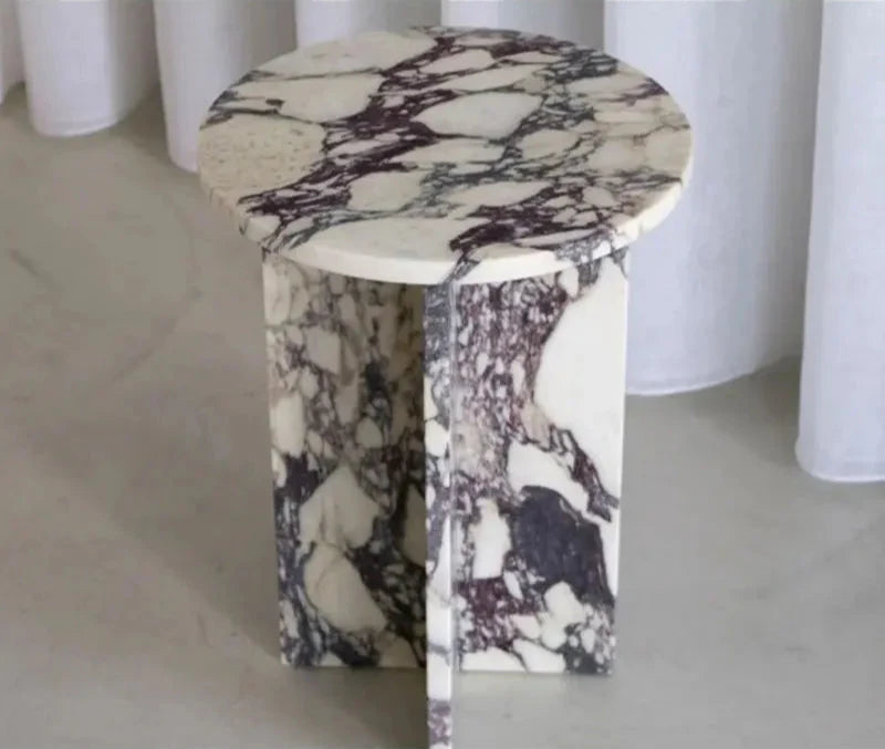 Tostone Elegant Round Marble Side Table for Living Room Decor