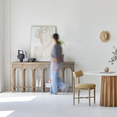 Vintage Art Deco Console Table: Recycled Pine, Cold Smoky Grey Finish