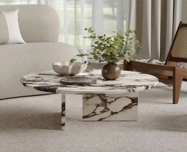 Elegant Oval Natural Travertine Coffee Table for Luxury Living Room Decor