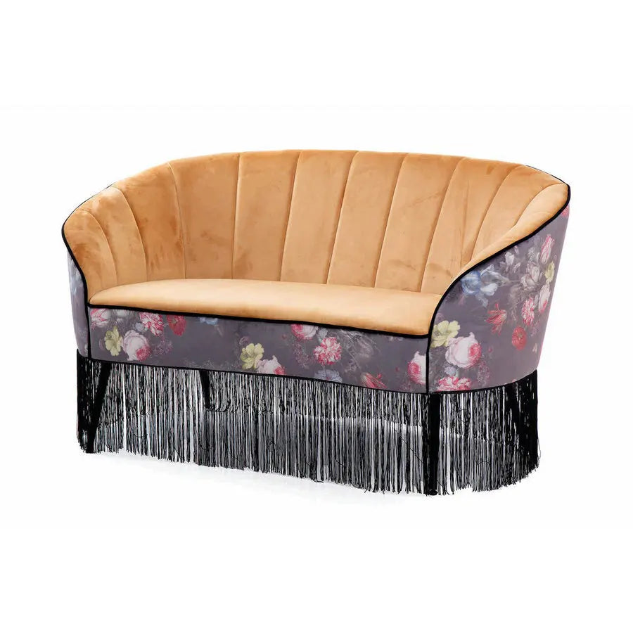 Minimalist Deep Velvet Cloud Sofa with Tassels and Curved Design