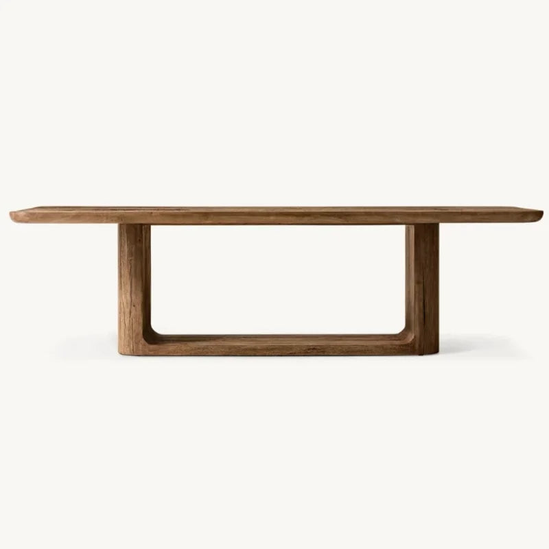 Rustic Solid Oak Wood Dining Table for Home & Restaurant, Customizable