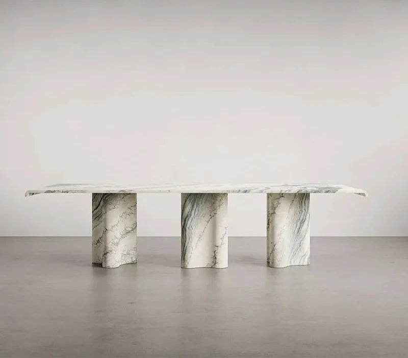 Elegant Natural Red Marble Oval Console Table, Durable Stone Furniture for Entryway