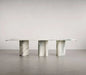 Elegant Natural Red Marble Oval Console Table, Durable Stone Furniture for Entryway