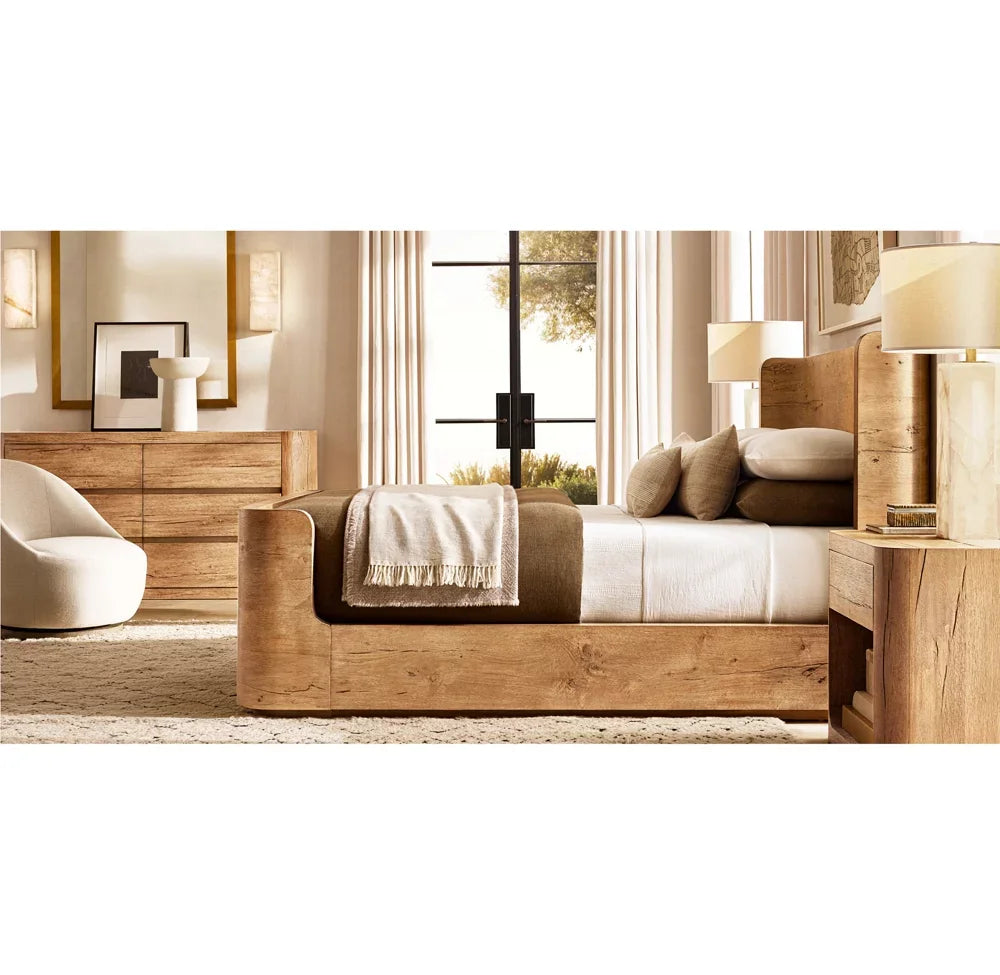 Luxury Customizable Oak Wood Nightstand with Plush Finish for Modern Bedrooms