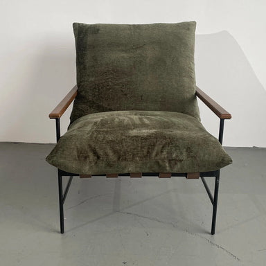 Luxurious Leathaire Wrought Iron Armchair, Solid Oak Handrails, Modern Living Room Comfort