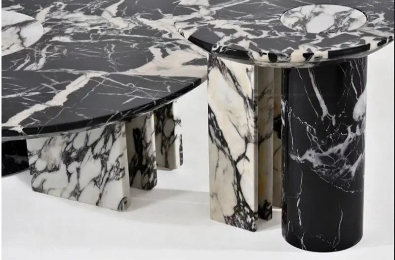 Tostone Calacatta Viola Black Natural Marble Coffee Table Luxury Home Decor