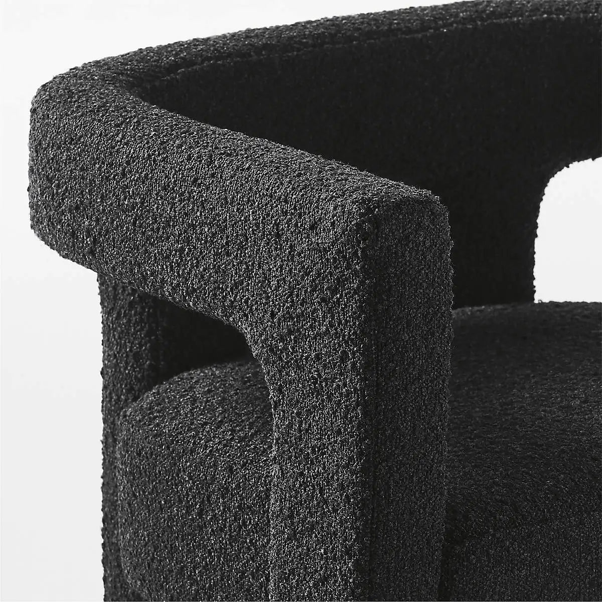 Elegant Italian Boucle Upholstered Dining Armchair - Plush Comfort, Black & White
