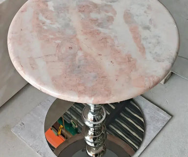 Elegant Pink Natural Marble Coffee Table - Modern Living Room Accent Furniture