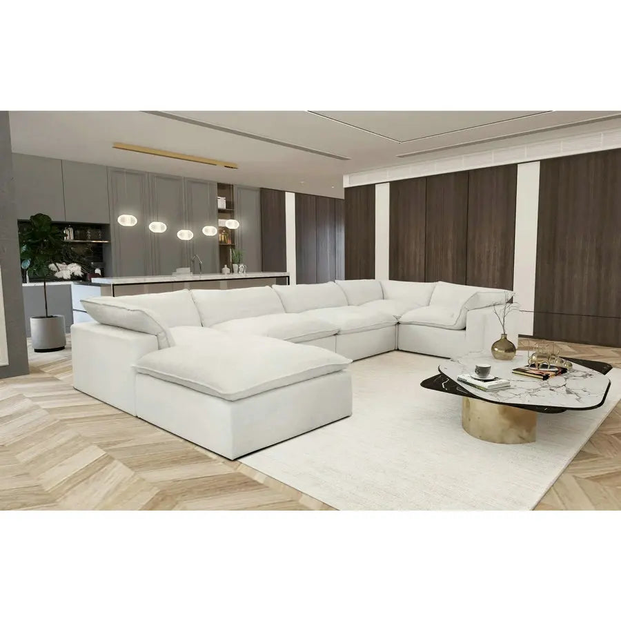 Plush Feather Down Modular U-Shaped Sectional Sofa for Large Living Rooms