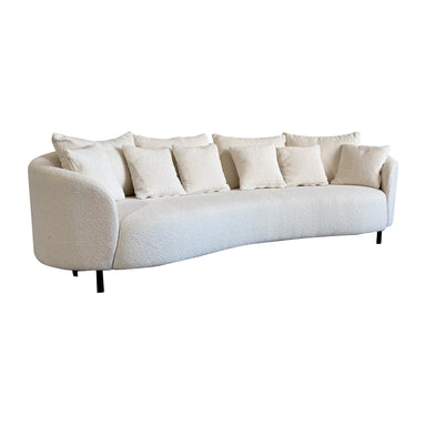 Modern Curved Boucle 3-Seater Sofa with Elegant Black Metal Legs