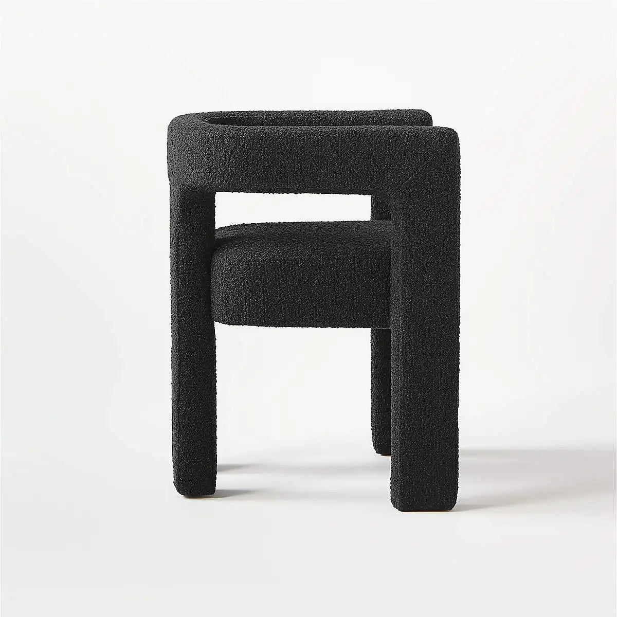 Elegant Italian Boucle Upholstered Dining Armchair - Plush Comfort, Black & White