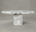 Exquisite Arabescato White Marble Round Dining Table, Natural Stone, Modern Design