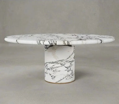 Exquisite Arabescato White Marble Round Dining Table, Natural Stone, Modern Design