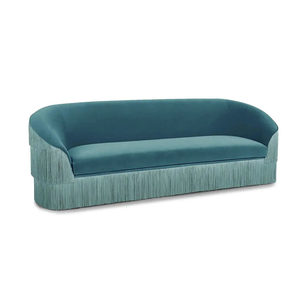 Luxury Modern Velvet Fringed Sectional Sofa with Elegant Tassels for Living Room