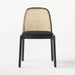 Elegant Black Oak Wood Rattan Cane Back Boucle Upholstered Dining Chair Comfortable
