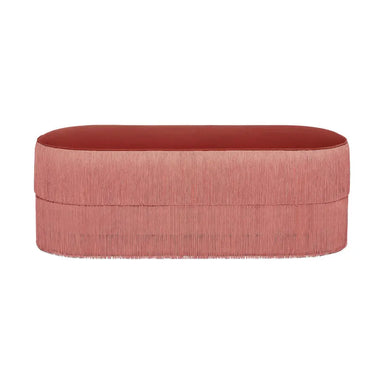 Luxury Fringed Suede Ottoman Bench - Velvet Fabric Shoe Stool Hall