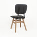 Industrial Modern Black Leather Dining Chair, Natural Oak Legs, Versatile Home Office