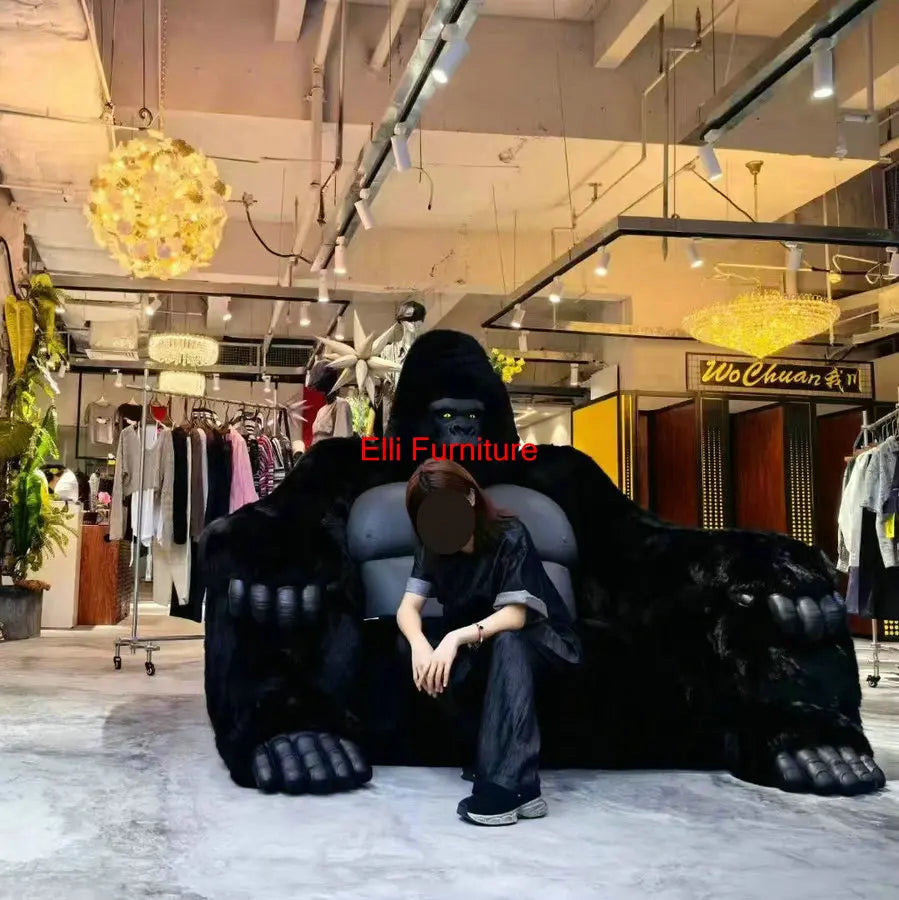 King Kong Gorilla Faux Fur Sectional Sofa Couch with Hands & Toes