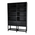 Elegant Black Reclaimed Fir Wood Bookshelf Bookcase Storage Cabinet for Living Room Office