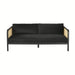 Elegant Oak Cane Back Velvet 3-Seater Sofa | Luxury Living Room Furniture