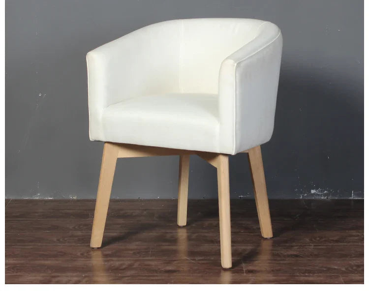 Elegant Mid-Century Modern White Oak Wood Dining Chair with Linen Upholstery