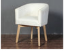Elegant Mid-Century Modern White Oak Wood Dining Chair with Linen Upholstery