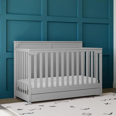 Premium 5-in-1 Convertible Baby Crib with Full-Size Nursery Storage Drawer