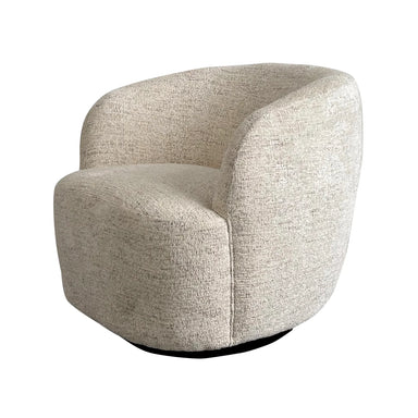 Modern Oatmeal Cotton Upholstered Swivel Club Chair for Living Room & Hotel