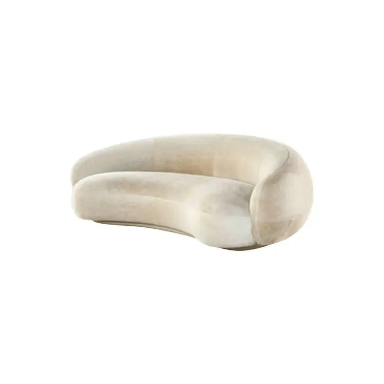 Elegant Cream Velvet Curved Sofa Luxurious Living Room Minimalist Leisure Couch
