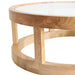 Elegant Solid Oak Wood Round Coffee Table with Tempered Glass Top