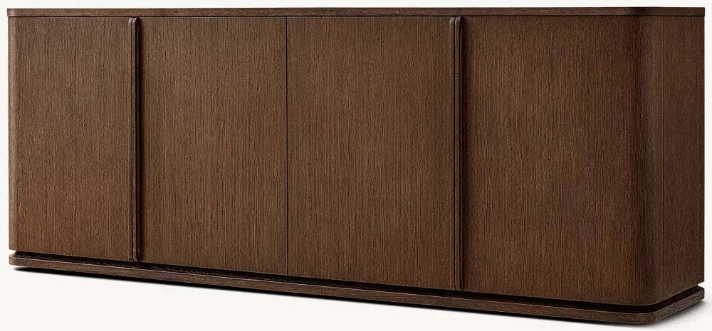 Luxury Solid Oak Living Room Sideboard Cabinet - Handcrafted Natural Wood Storage
