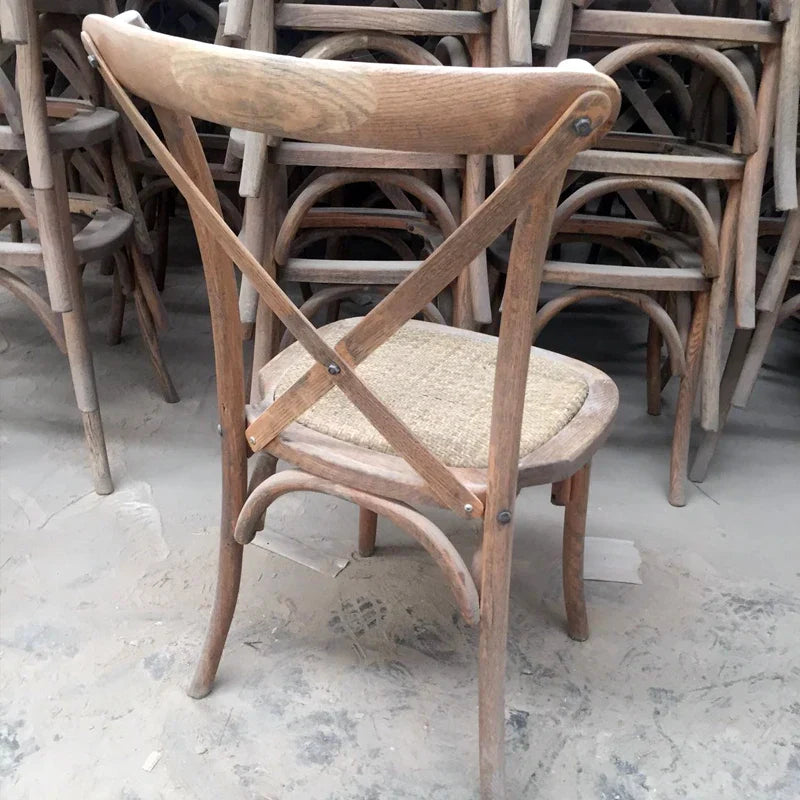 Elegant Stackable Solid Oak Wood Cross Back Chair for Weddings & Events