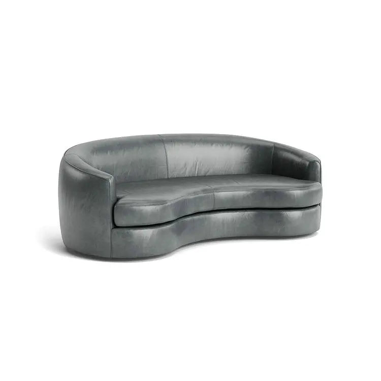 Luxurious Modern Curved Sofa Couch, Premium Synthetic Leather, Solid Wood Frame