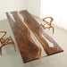 Exquisite Live Edge Solid Walnut Slab River Epoxy Dining Table