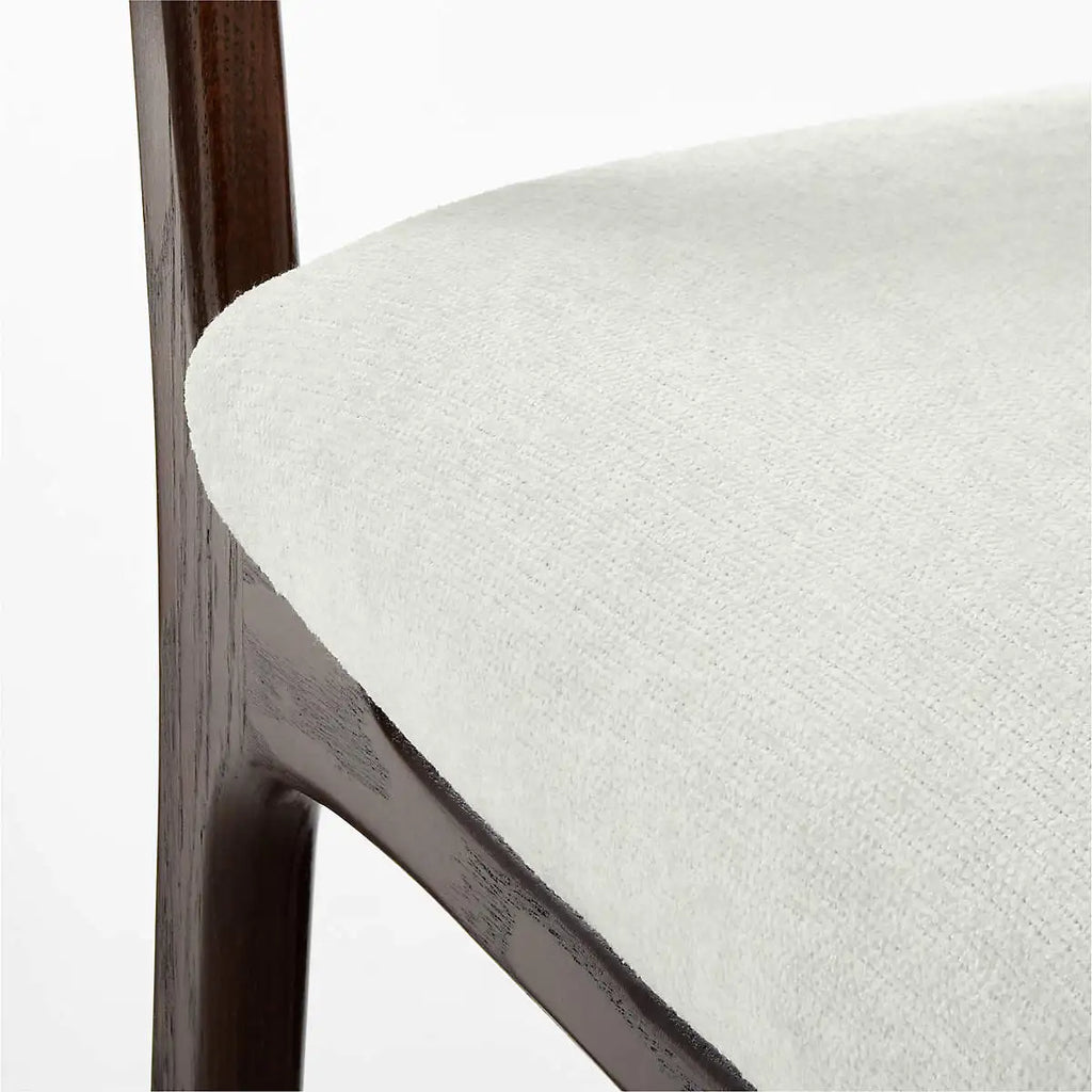 Elegant White Upholstered Oak Wood Dining Chair with Solid Wood Frame