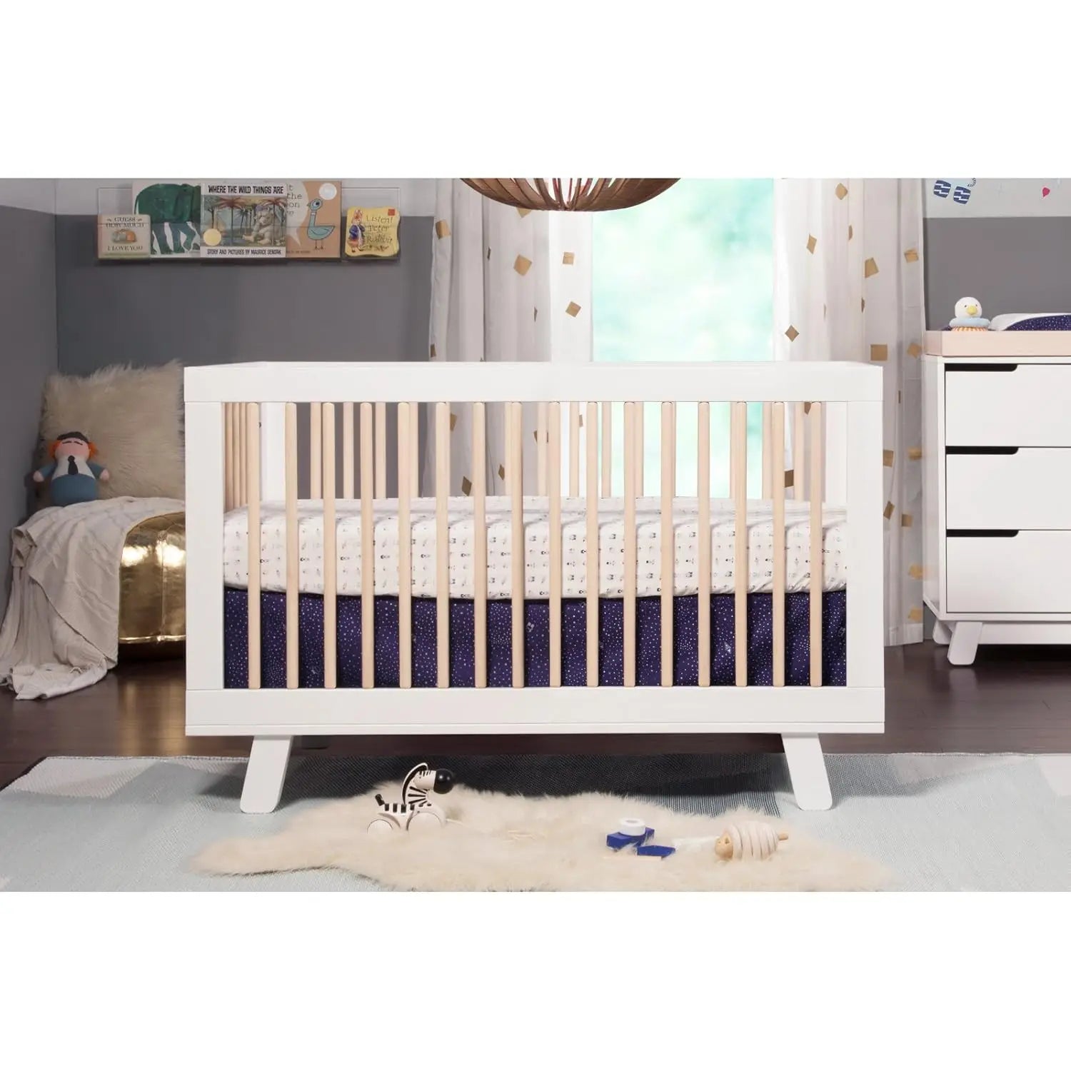 Versatile 3-in-1 Wooden Convertible Baby Crib Toddler Bed Daybed, Adjustable Heights