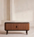 Elegant Antique Marble Top Sideboard Buffet Cabinet with Fluted Slide Doors