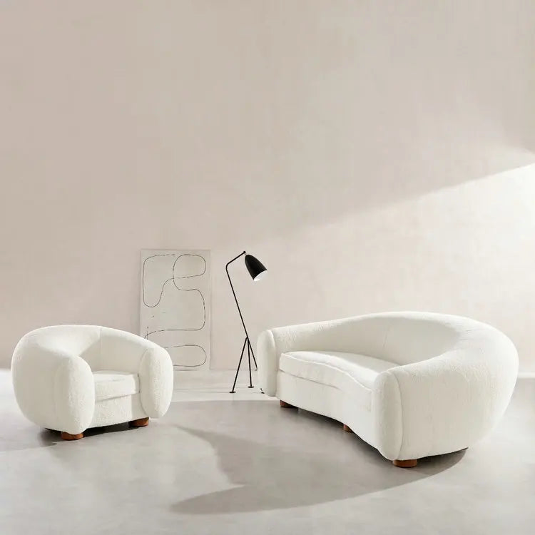 Luxury Modern Italian Design Boucle Velvet 3-Seater Polar Bear Sofa