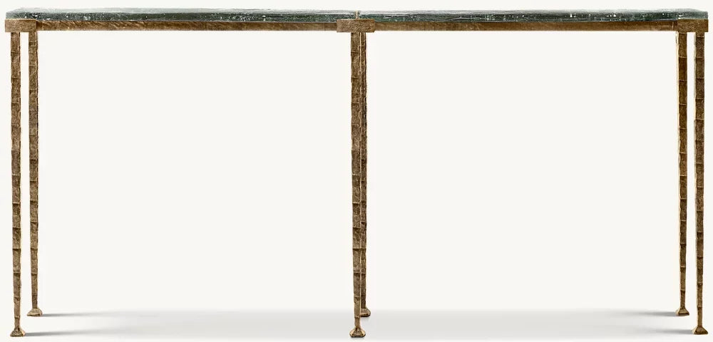 Modern Industrial Steel & Glass Console Table - Handcrafted Rectangular Entryway Furniture