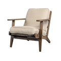 Elegant Solid Oak Recliner Lounge Chair with Plush Linen Upholstery