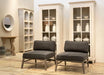 Elegant French Japandi Single Seater Wood Back Leisure Chair Sofa