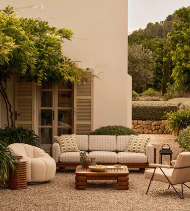Plush Single-Seat Outdoor Fabric Sofa with Durable Aluminum Frame & Oak Legs