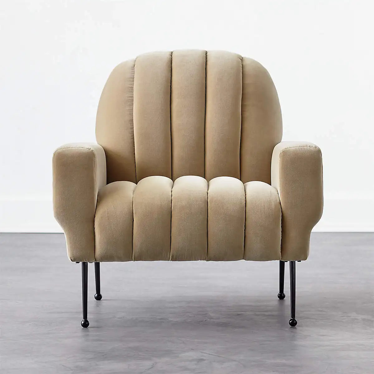 Elegant Channel Tufted Velvet Accent Chair, Modern Nordic Design Lounge Seating