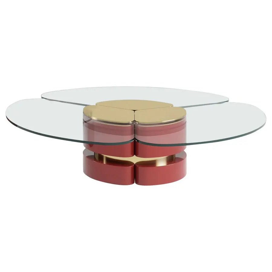 Elegant Modern Round Gold Glass Living Room Decor Coffee Table