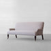 Elegant French Carved Oak Linen 2-Seater Sofa with Nailhead Trim