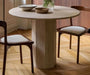 Elegant White Natural Travertine Round Dining Table - 4 Person Modern Home
