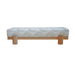 Handmade Beech Solid Wood Velvet Ottoman Bench for Entryway and Living Room