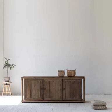 Vintage Recycled Pine Elm Sideboard Cabinet - Rustic Wooden Kitchen Storage Furniture